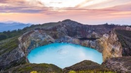 Gorgeous Beautiful Morning View of Mount Kelimutu Lake
