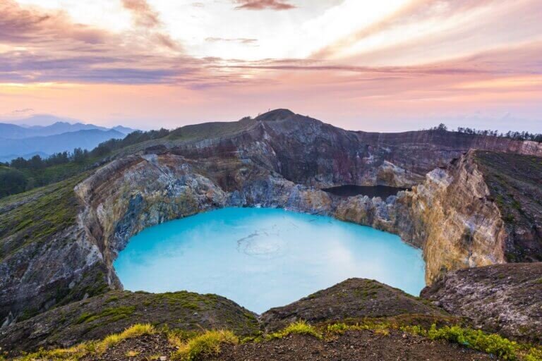 Gorgeous Beautiful Morning View of Mount Kelimutu Lake